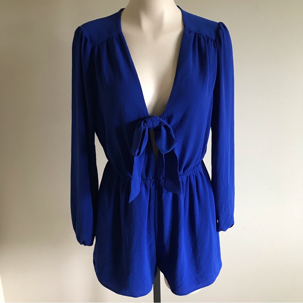 Bleuh Ciel Romper Long Sleeve Royal Blue Business Casual Size Large